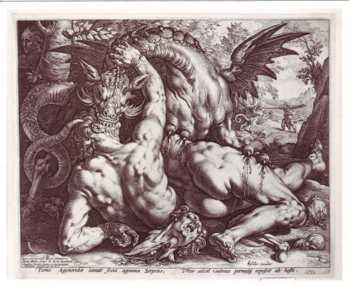 Hendrick Goltzius (Künstler*in), Der Drache tötet die Gefährten des Cadmus, 1588