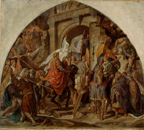 Alfred Rethel, Der Einzug Karls des Großen in Pavia, 1850, Kunstpalast, Düsseldorf, Inv.-Nr. M  ...