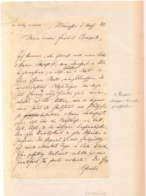 Brief von Ernst Förster