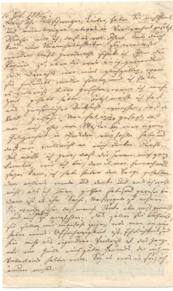 1. Seite des Briefes von Johann Gottfried Seume