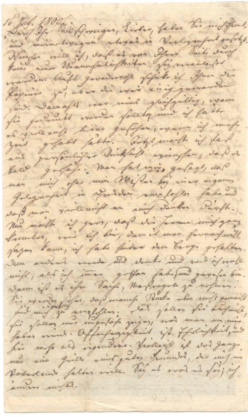 1. Seite des Briefes von Johann Gottfried Seume