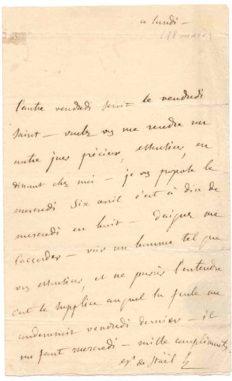 Brief von Anne Louise Germaine de Staël-Holstein