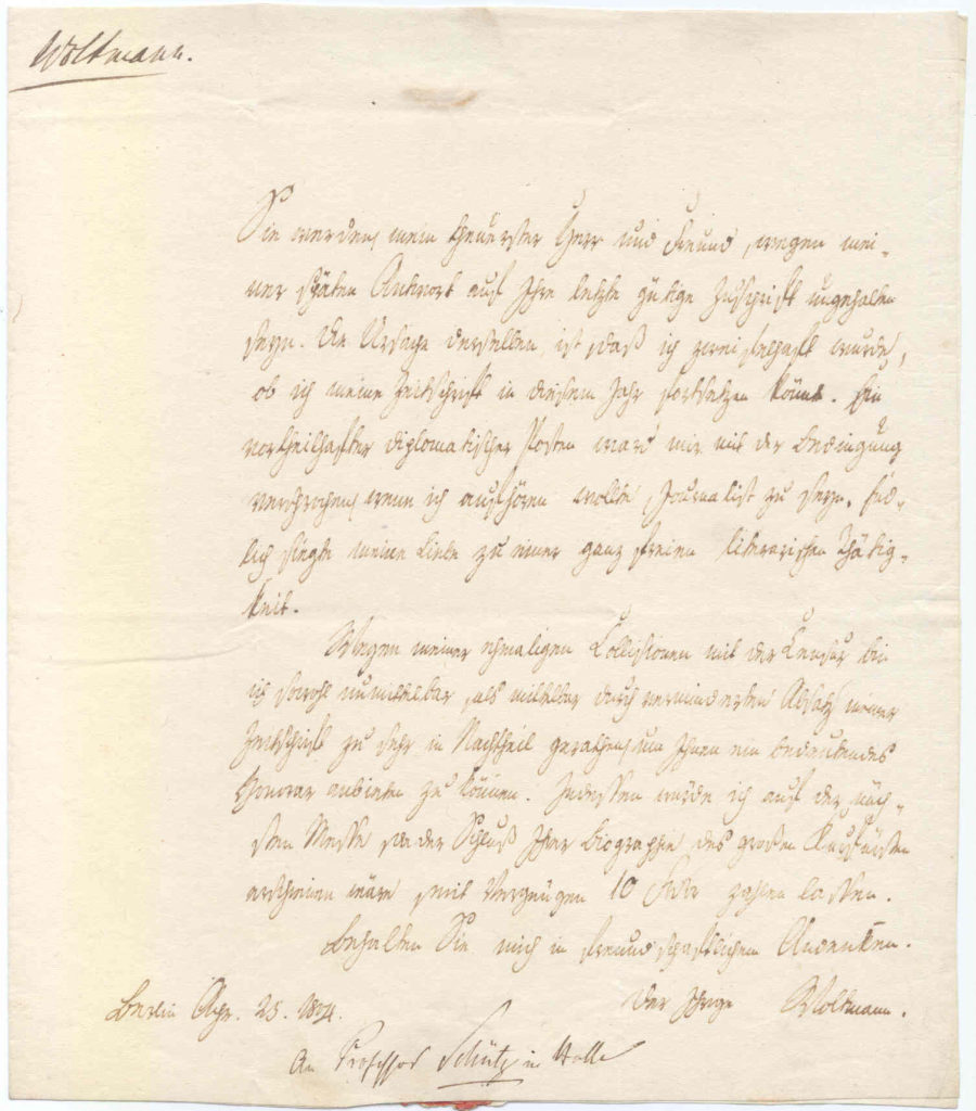 Brief von Karl Ludwig von Woltmann