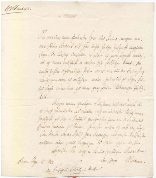 Brief von Karl Ludwig von Woltmann