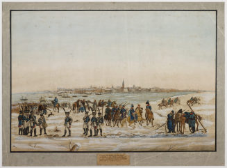 Übergang der Russen über den Rhein unter Anführung der Generäle von Winzingerode, Czernitschew und Fürst Wolkonsky am 13. Januar 1814, Düsseldorf