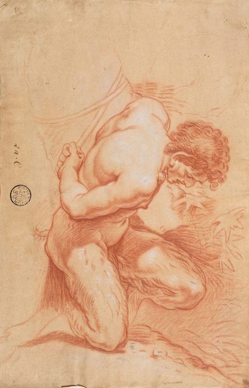 Benedetto Luti (Künstler*in), Kniender gefesselter Satyr, 17./18. Jahrhundert