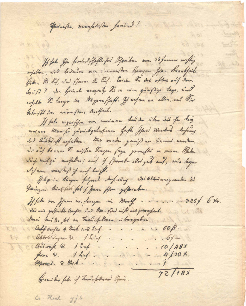 1. Seite des Briefes von Lorenz Chrysanth Edler von Vest