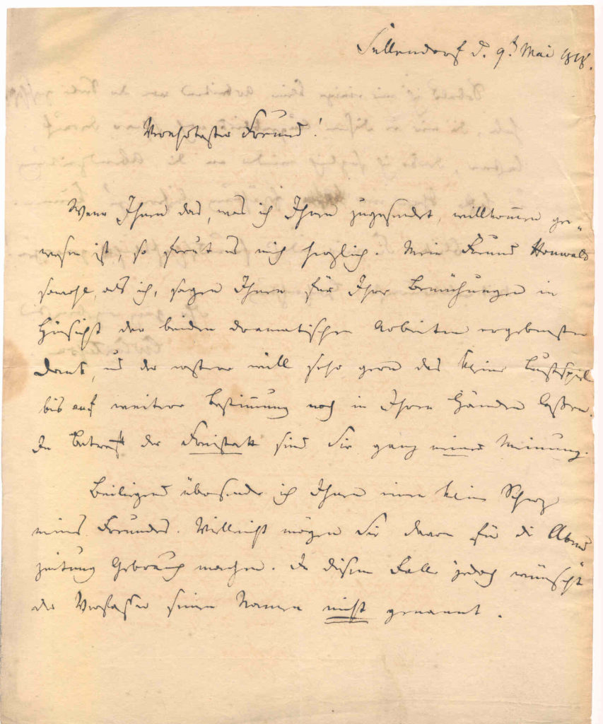 Brief von Karl Wilhelm Contessa