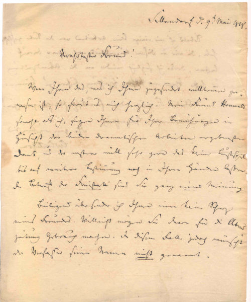 Brief von Karl Wilhelm Contessa