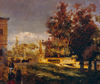 Oswald Achenbach, Im Park der Villa Borghese (Studie), um 1886, Kunstpalast, Düsseldorf, Inv.-N ...