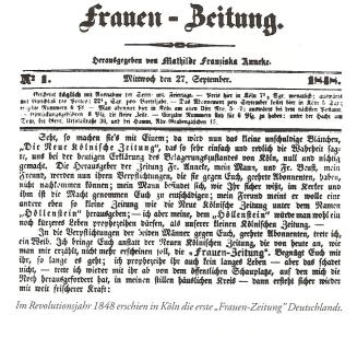 Titelseite der Frauen-Zeitung
Provenienz: Literaturportal der Literaturkommission für Westfale ...