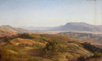 Johann Wilhelm Schirmer, "Die Serpentara bei Civitella und Olevano" - Blick gegen Süden von der ...
