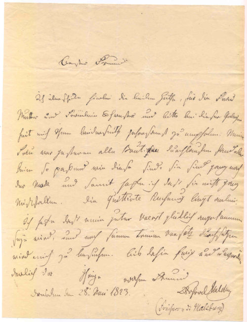 Brief von Ernst Freiherr von der Malsburg