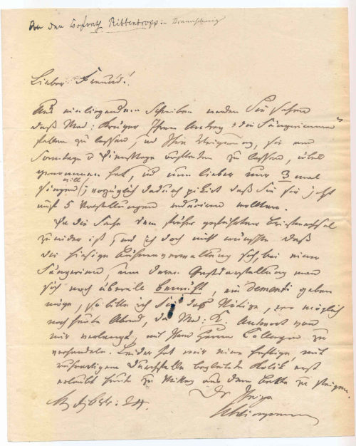 Brief von Ernst August Friedrich Klingemann