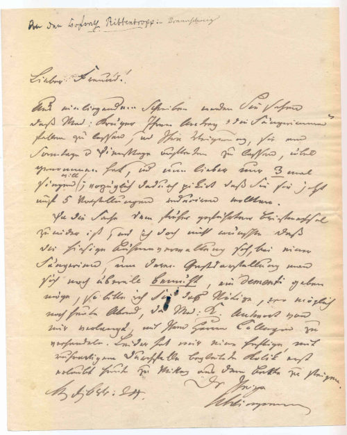 Brief von Ernst August Friedrich Klingemann