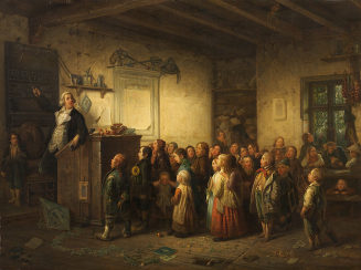 Johann Peter Hasenclever, Jobs als Schulmeister, um 1845, Kunstpalast, Düsseldorf, Inv.-Nr. M 5 ...