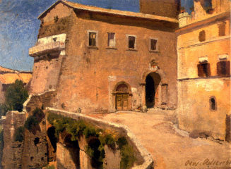 Oswald Achenbach, Palazzo Ruspoldi in Nemi (Italienisches Bergdorf ), 1850, Kunstpalast, Düssel ...