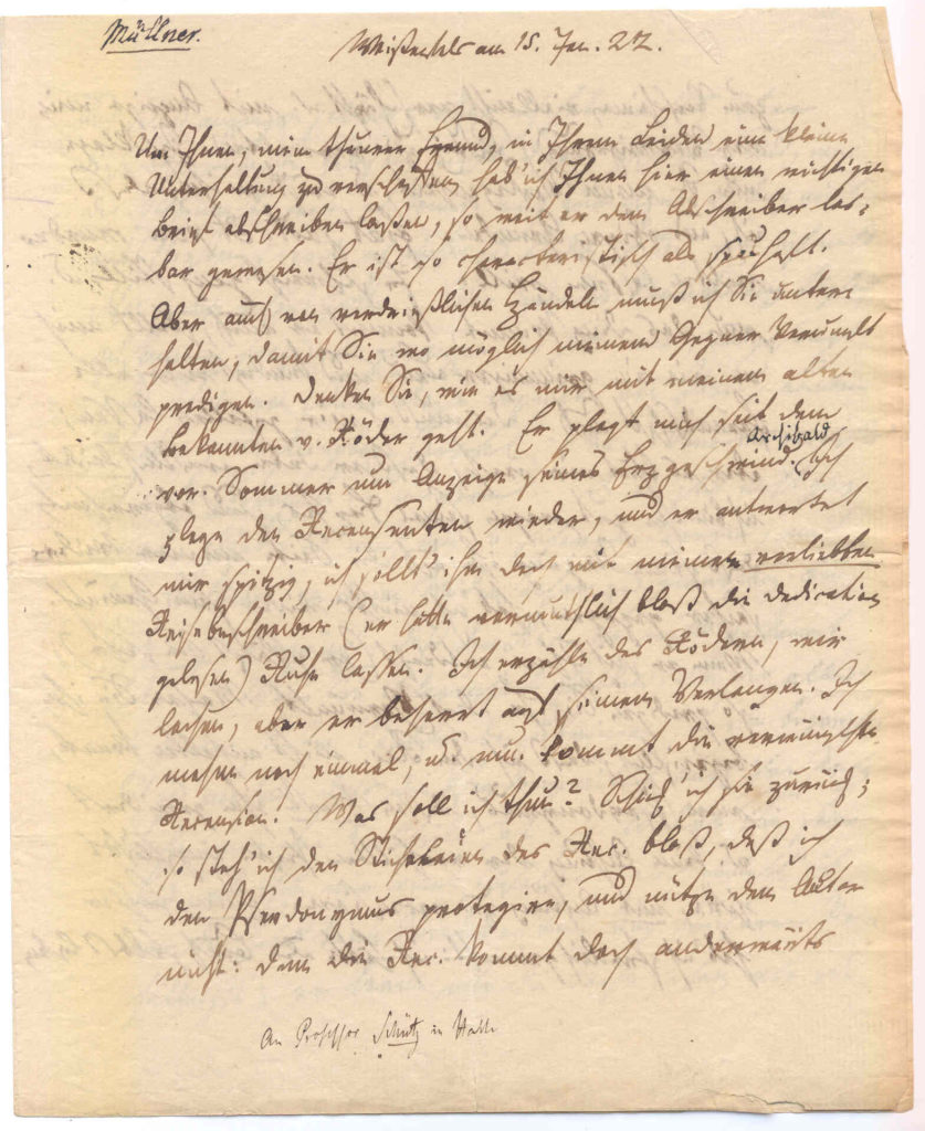 1. Seite des Briefes von Amadeus Gottfried Adolf Müllner