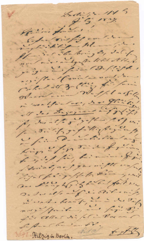Brief von Julius Eduard Hitzig