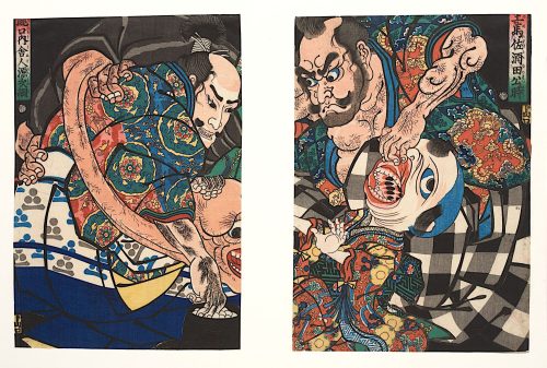 Utagawa Kuniyoshi (Künstler*in), Kintoki und Tsuna beim Spiel Go, 1861