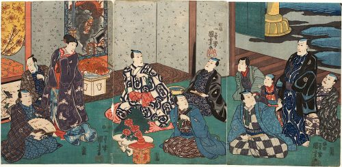 Utagawa Kuniyoshi (Künstler*in), Gäste bei Danjūrō VIII., Um 1850