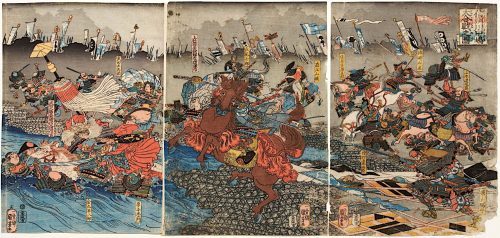 Utagawa Kuniyoshi (Künstler*in), Der Kampf zwischen Shingen und Kenshin | Aus der Serie Die Schlachten von Kawanakajima [1553–1563]
, 1845