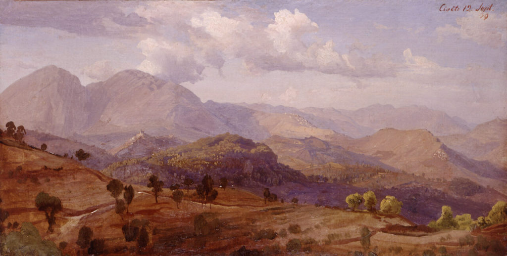 Johann Wilhelm Schirmer, "Bei Civitella" - Blick gegen Norden auf die Mammellen mit Rocca Santo ...