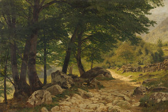 Eugène Dücker, Waldweg, vor 1876, Kunstpalast, Düsseldorf, Dauerleihgabe der Kunstakademie Düss ...