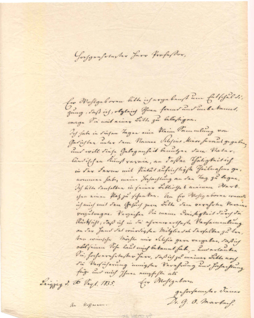 Brief von Oswald Marbach