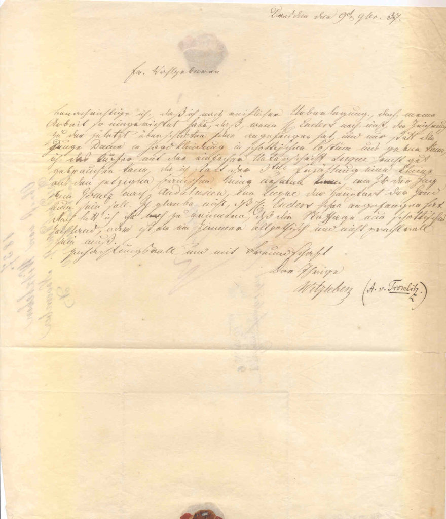 Brief von Karl August Friedrich von Witzleben