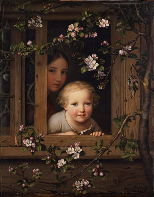 August von der Embde, Kinder, aus dem Fenster blickend, 1845, Kunstpalast, Düsseldorf, Inv.-Nr. ...