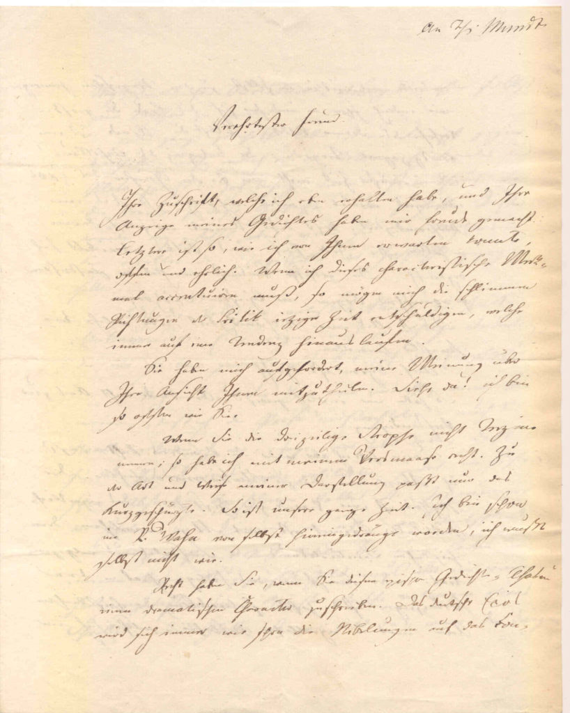 1. Seite des Briefes von Julius Mosen