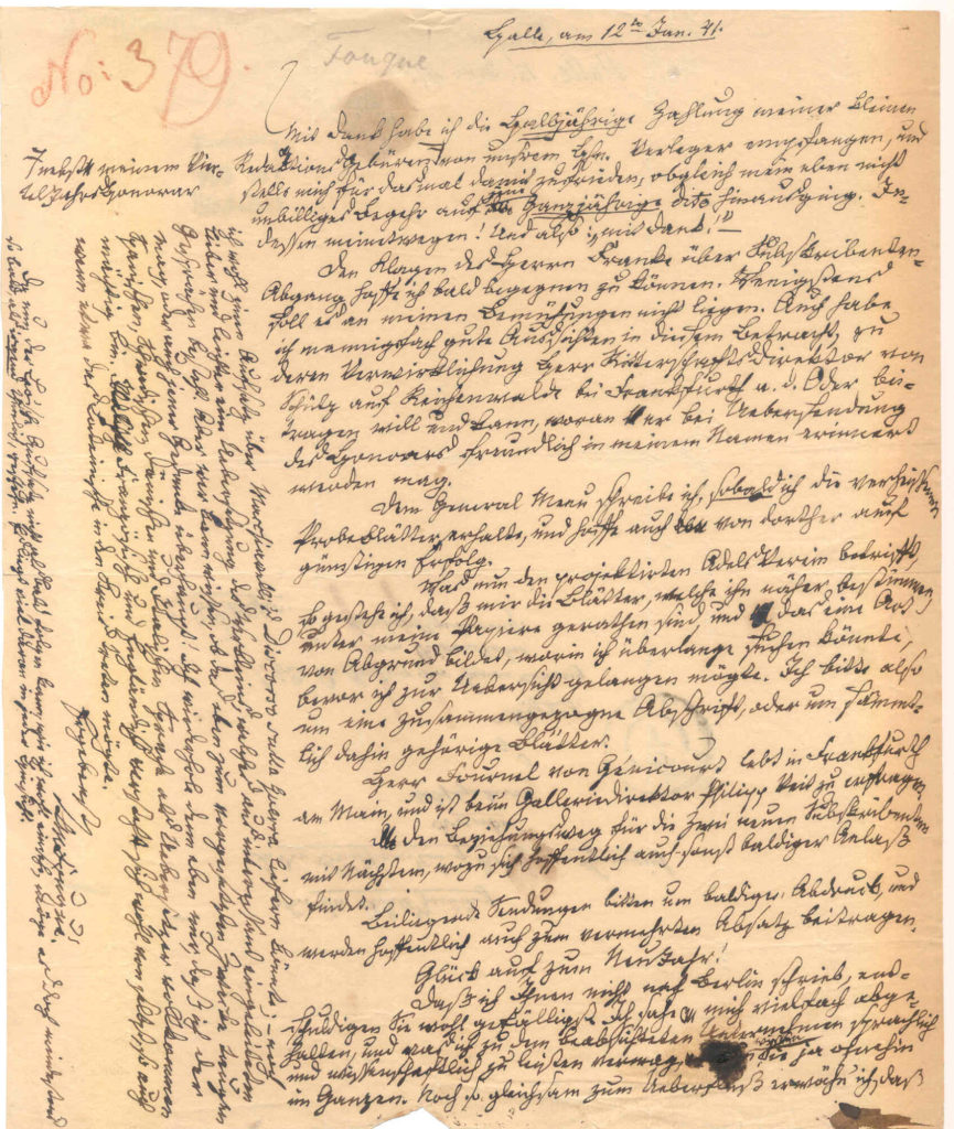 Brief von Friedrich Fouqué de la Motte