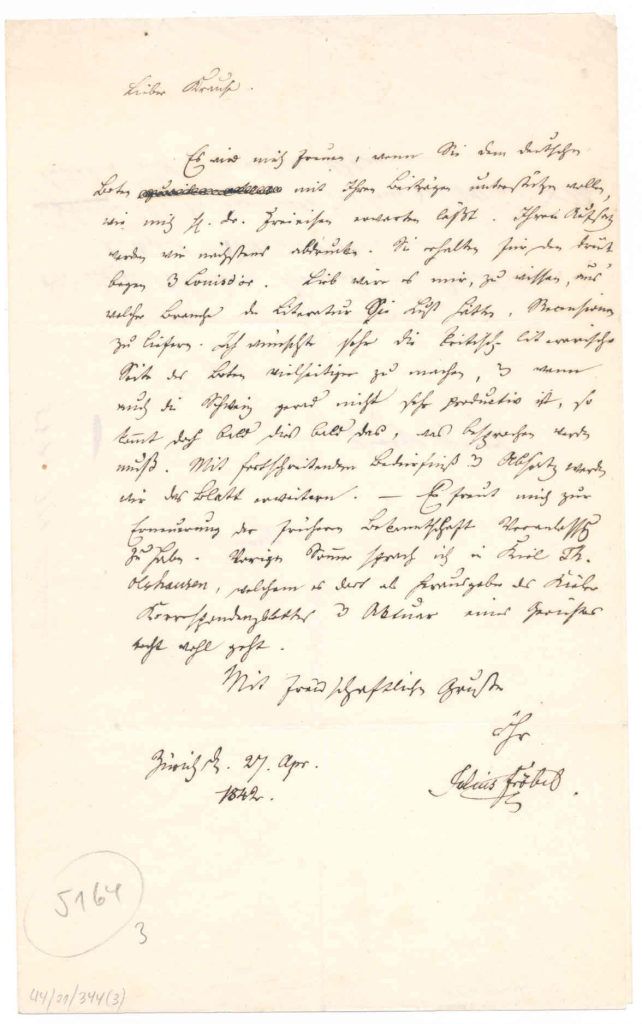 Brief von Julius Fröbel