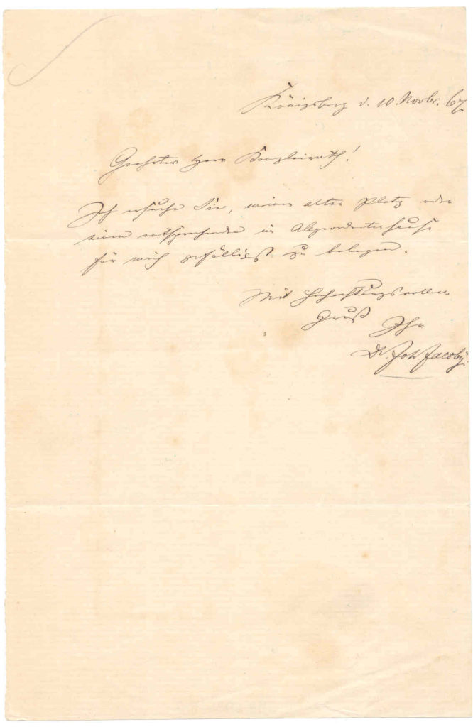 Brief von Johann Jacoby