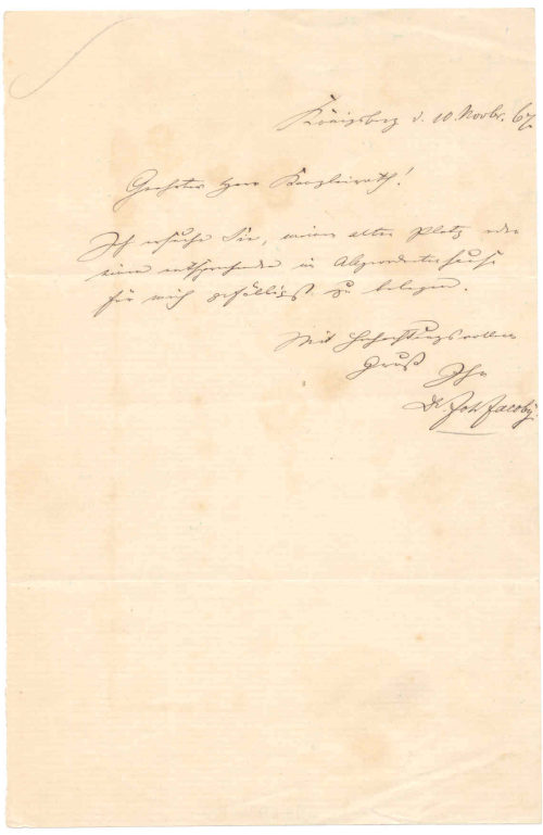 Brief von Johann Jacoby