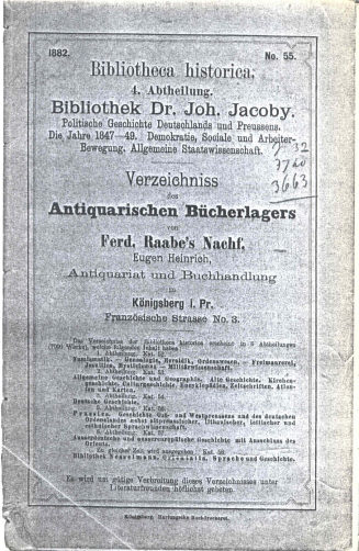 Verzeichnis der Bibliothek des Dr. Johann Jacoby