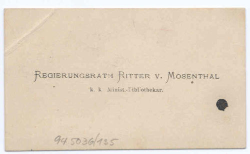 Visitenkarte von Salomon Hermann Ritter von Mosenthal