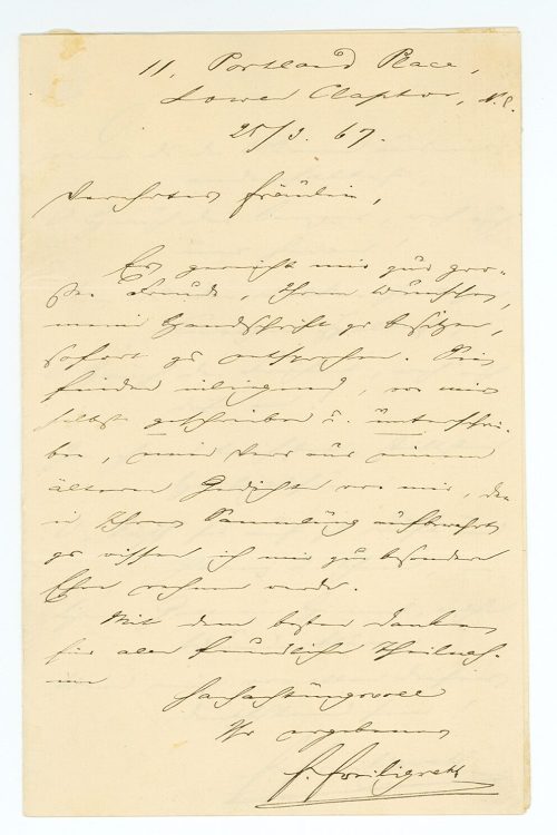 Brief von Ferdinand Freiligrath