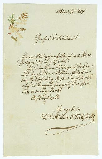 Brief von  Ignaz Franz Ritter von Castelli