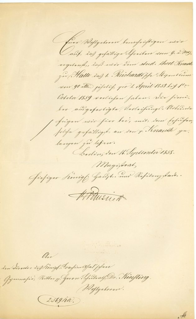 Brief von Heinrich Wilhelm Krausnick