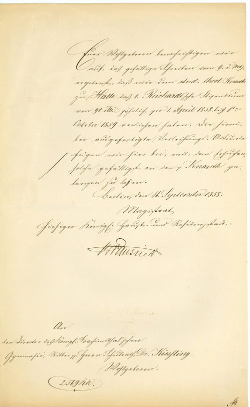 Brief von Heinrich Wilhelm Krausnick