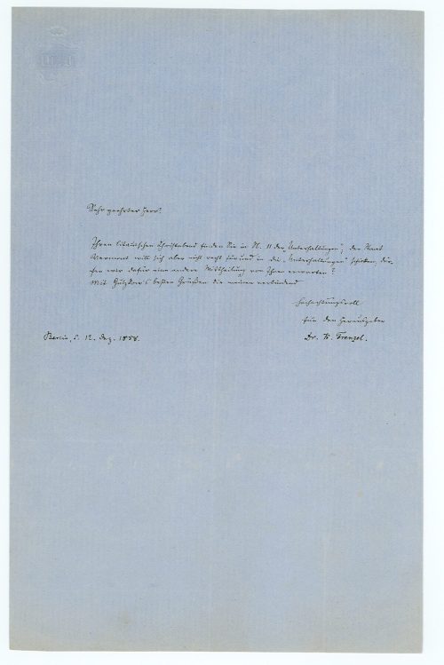 Brief von Karl Frenzel