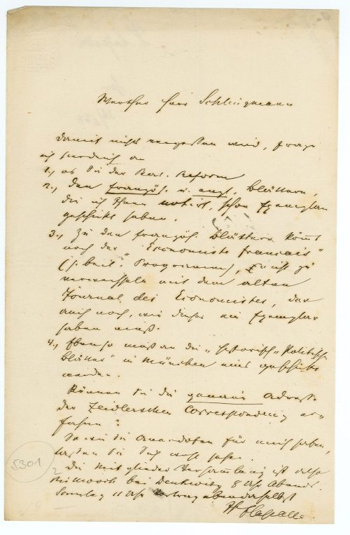 Brief von Ferdinand Lassalle